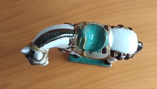 Figura Caballo Cerámica Blanco y Turquesa