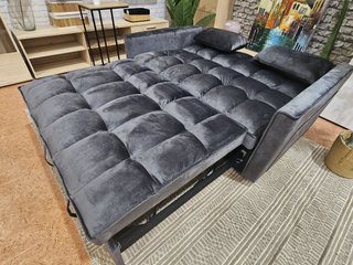 Sofá Cama de 2 Plazas Gris Oscuro