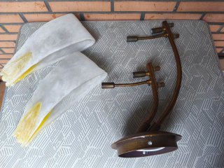 Coppia di Applique Vintage in Bronzo con Elementi in Pietra e Vetro