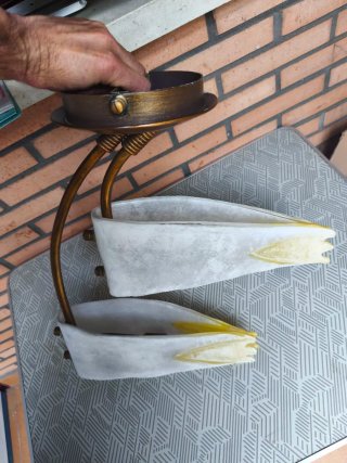 Coppia di Applique Vintage in Bronzo con Elementi in Pietra e Vetro