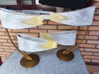 Coppia di Applique Vintage in Bronzo con Elementi in Pietra e Vetro