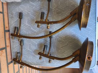 Coppia di Applique Vintage in Bronzo con Elementi in Pietra e Vetro
