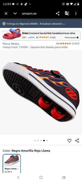 Zapatillas Heelys con ruedas y diseño de fuego