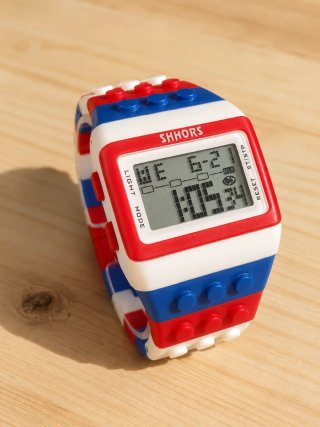 Precioso Reloj piezas construcción lego colores