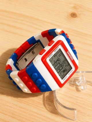 Precioso Reloj piezas construcción lego colores