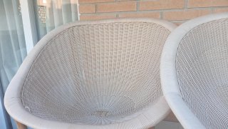 2 Sillas de Jardín Mimbre y Madera