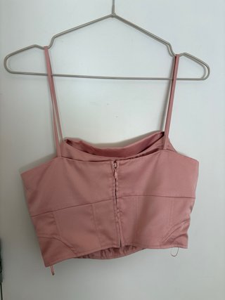 Top lencero satinado Zara rosa