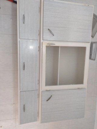 Mueble Cocina Vintage Madera y Cristal