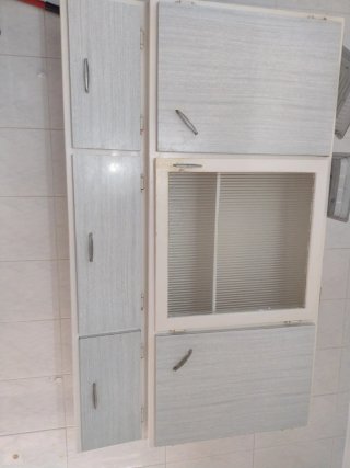 Mueble Cocina Vintage Madera y Cristal