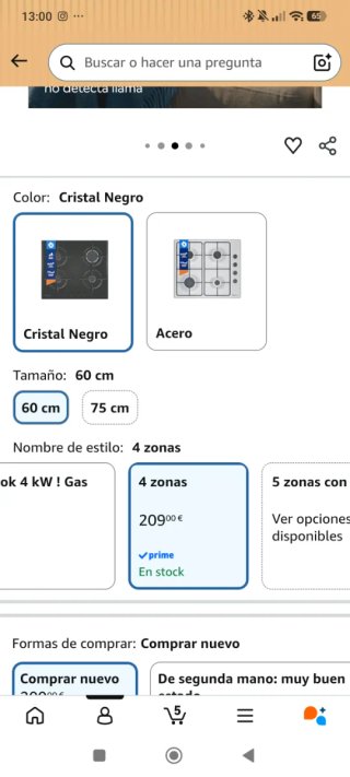 Cocina Balay Cristal Negro 60 cm