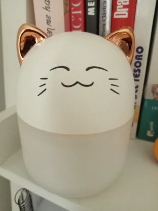Lámpara Humidificador Gatito Rosa y Blanco