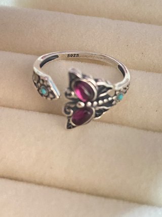 Anillo Plata Ammolita/Granate Natural Ajustable