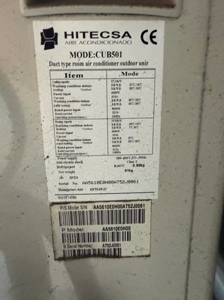 Aire Acondicionado Industrial HITECSA 15kW .