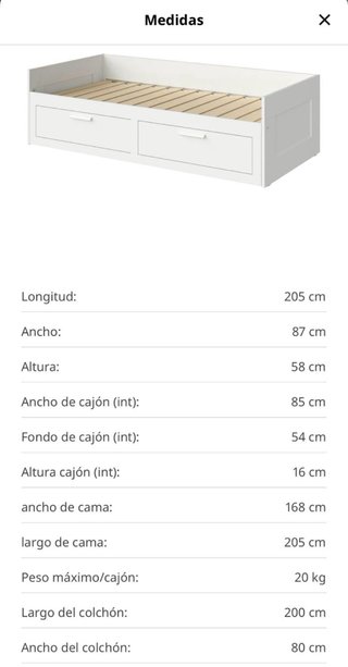 Cama IKEA extensible 80–168 cm + 2 cajones