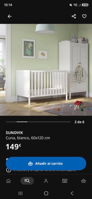 Cuna SUNDVIK blanca 60x120 cm