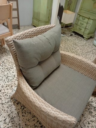 Conjunto terraza mimbre y tela
