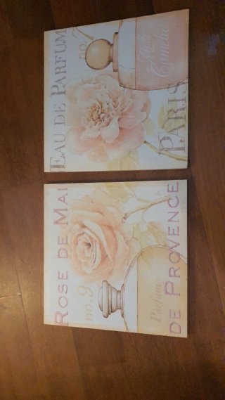 2 Cuadros Rose de Mai con Rosa y Perfume