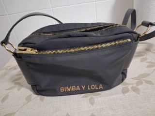 Bolso Bimba y Lola Gris Nylon Cremalleras Doradas