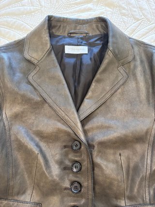 Americana piel Marrón, gris verdoso, talla como 38