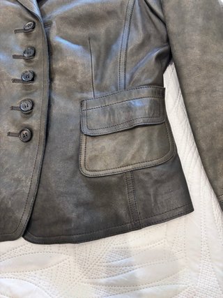 Americana piel Marrón, gris verdoso, talla como 38