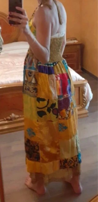 Abito lungo patchwork boho chic S