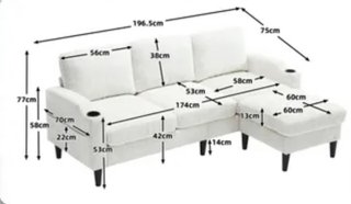 Sofá Cheslong 4 plazas Beige Nuevo