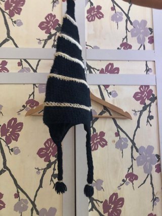 Gorro lana invierno negro y beige