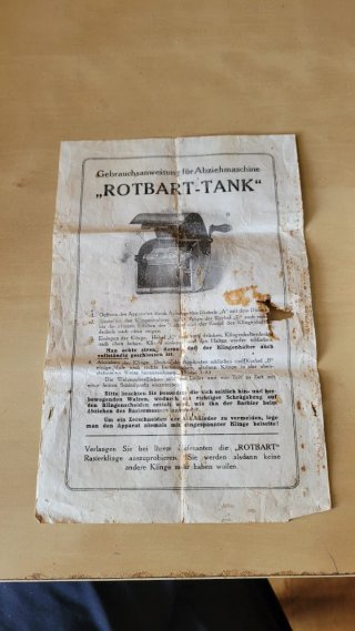 Afiladora Vintage Rotbart-Tank