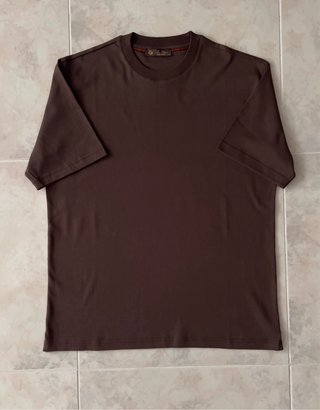 Camiseta Loro Piana XL Marrón Logo Bordado