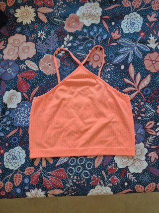 Top naranja fosforito sin mangas