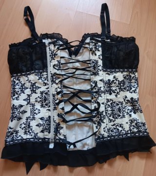 Corse Top Encaje Negro Blanco Talla L