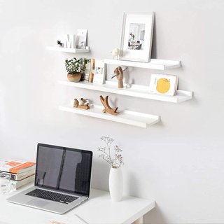 Estantería flotante pared roble blanca 90cm