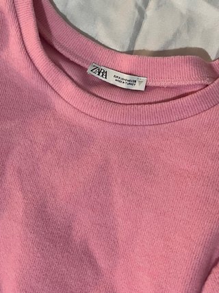 Camiseta Zara rosa manga corta volantes