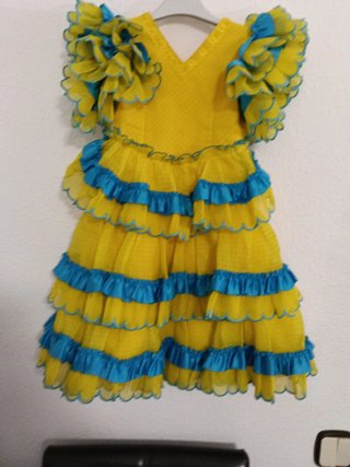 Vestido Flamenca Niña Amarillo y Azul