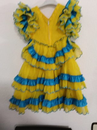 Vestido Flamenca Niña Amarillo y Azul