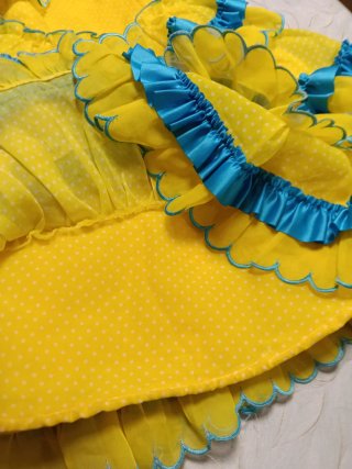 Vestido Flamenca Niña Amarillo y Azul