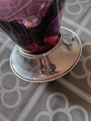 Centro de mesa de cristal morado