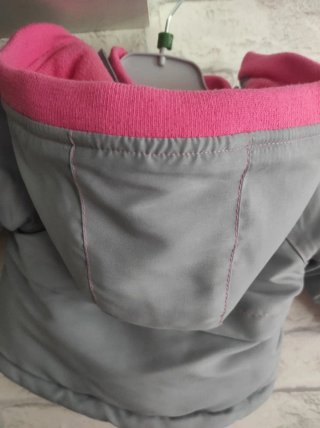 Chaqueta bebé gris y rosa con panda