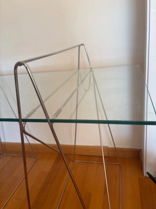 Mesa cristal y metal | Estilo Bauhaus 1970s