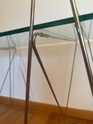 Mesa cristal y metal | Estilo Bauhaus 1970s