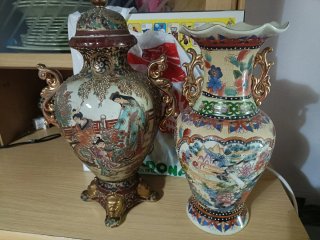 2 Jarrones Porcelana Chinos Decorados