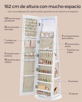 Espejo Joyero Songmics Pie Blanco Venta x Mudanza