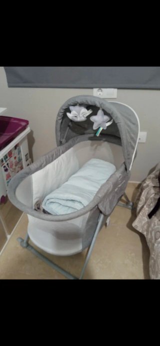 Minicuna para bebé gris