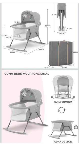 Minicuna para bebé gris