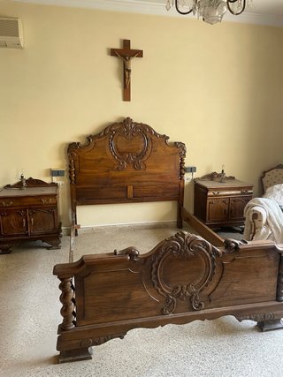 Cama 135 Madera Maciza Antigua