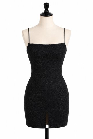 Vestido fiesta tirantes brillos negro T.XS