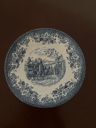 Plato inglés porcelana azul y blanco