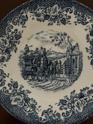 Plato inglés porcelana azul y blanco