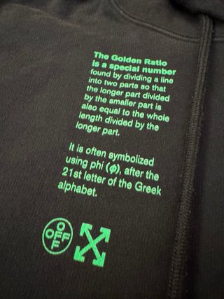 Felpa Off-White Nera e Verde Golden Ratio