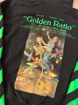 Felpa Off-White Nera e Verde Golden Ratio